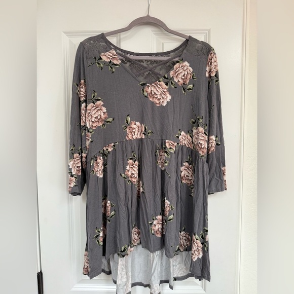 torrid Tops - Torrid Gray Relaxed Tiered Blouse